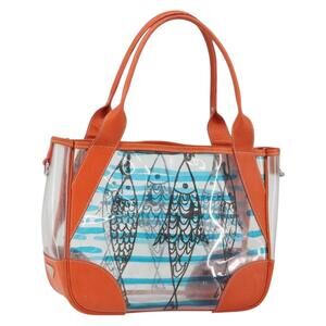 PRADA Hand Bag Vinyl Clear Silver Auth 161719